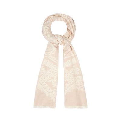 Pink and cream textured floral scarf